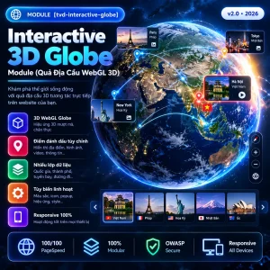 Interactive 3D Globe Module (Quả Địa Cầu WebGL 3D)