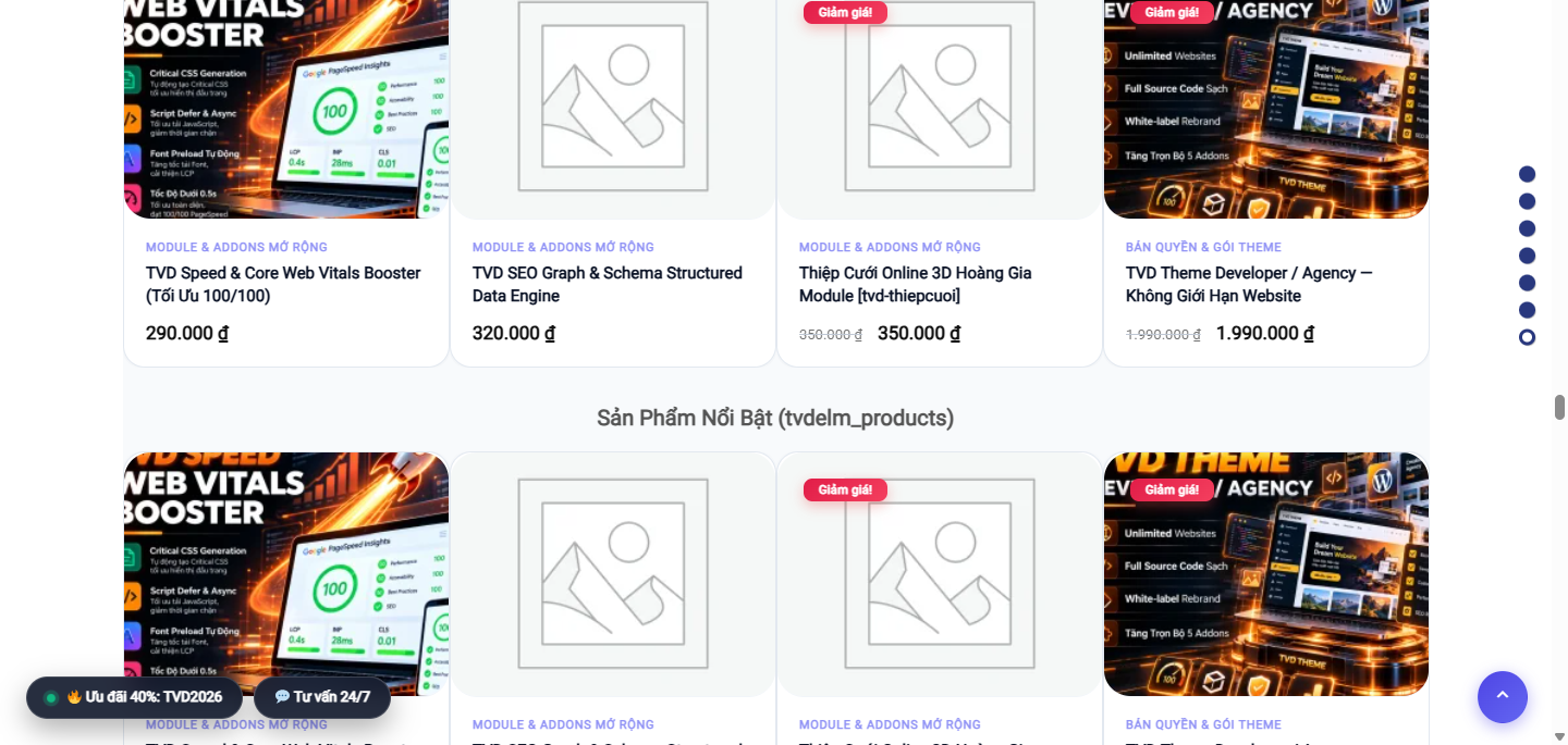Shortcode block sản phẩm danh mục WooCommerce trong BuildWeb